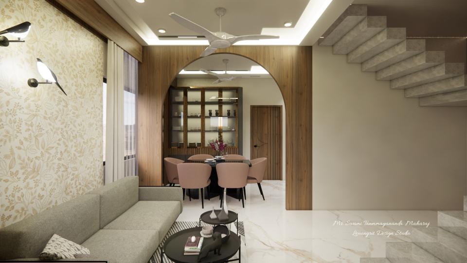 Living room to dining area view