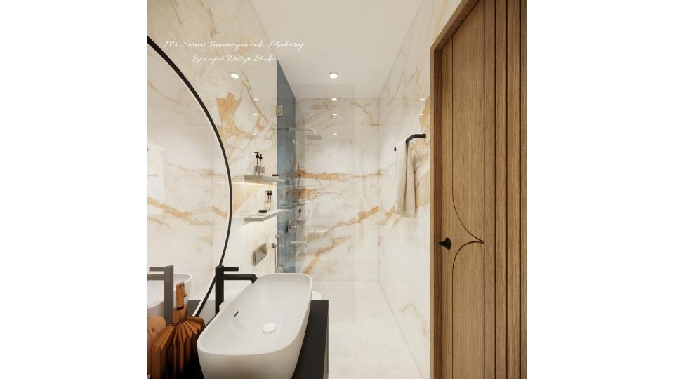 Vanity unit to shower area view