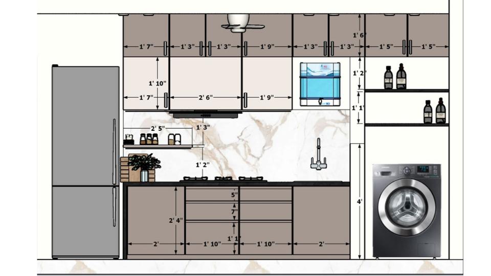 Kitchen gas oven front view 2d dimension