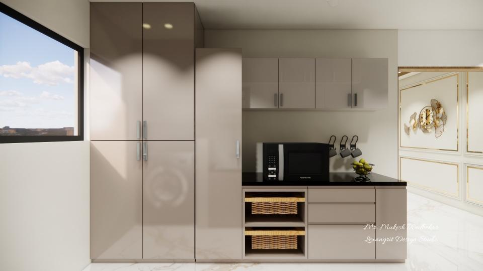 Kitchen storage and weaker basket with micro oven unit