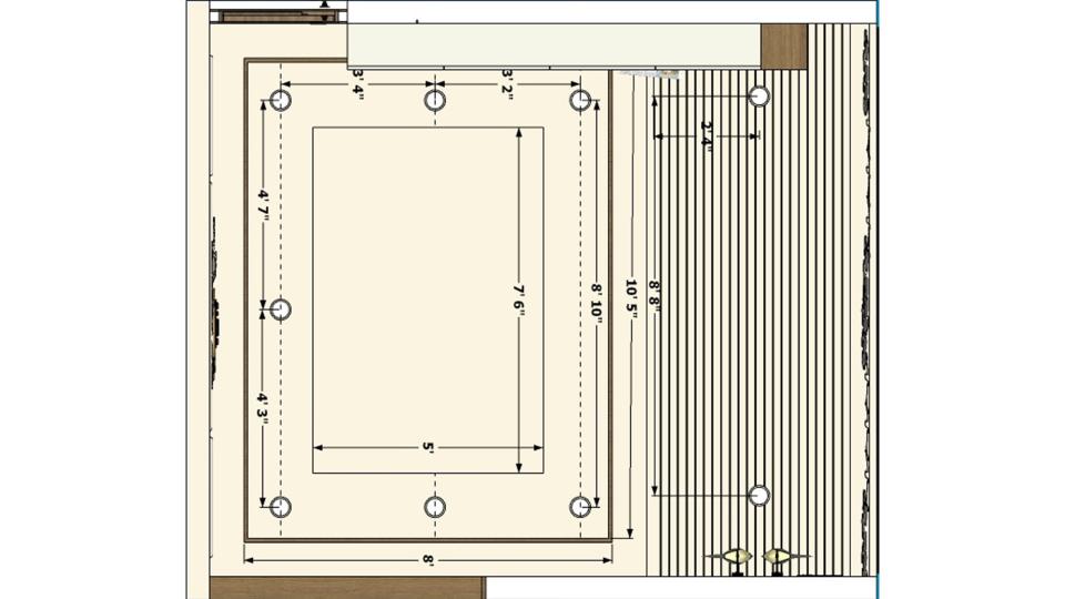 Living room false ceiling view 2d dimension