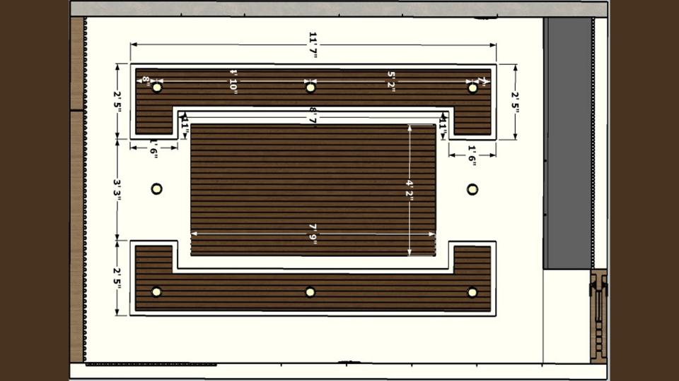 Office False ceiling  2d view with dimensions