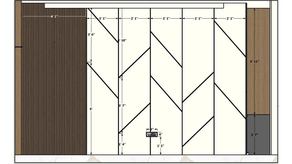 Wall Panelling 2d design with dimensions