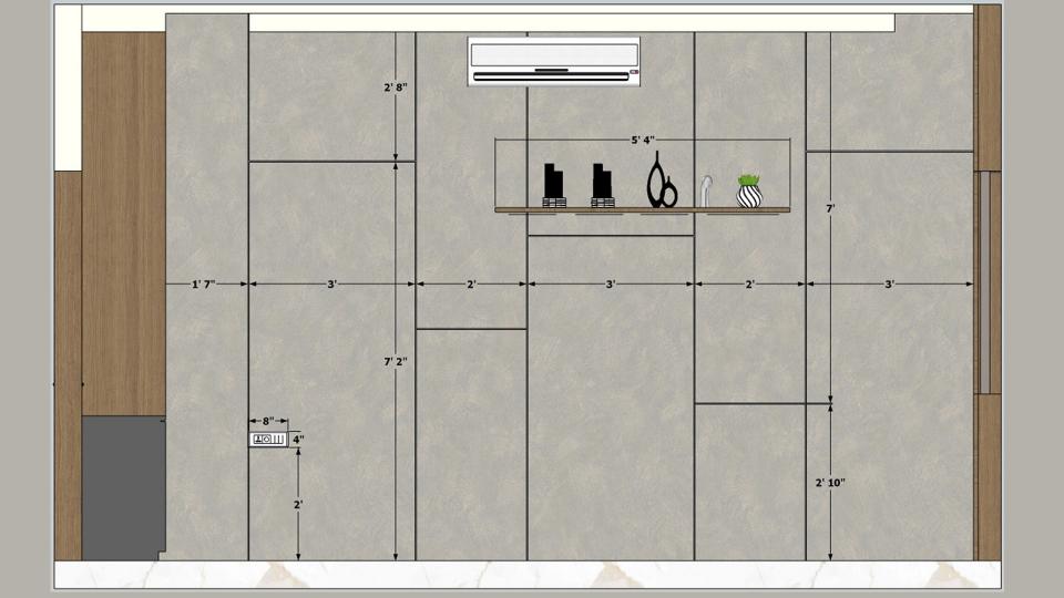 Wall Panelling 2d design with dimensions
