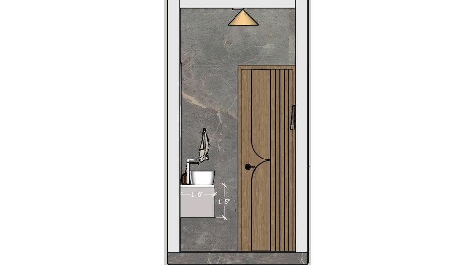 Bathroom room vanity unit 2d dimension