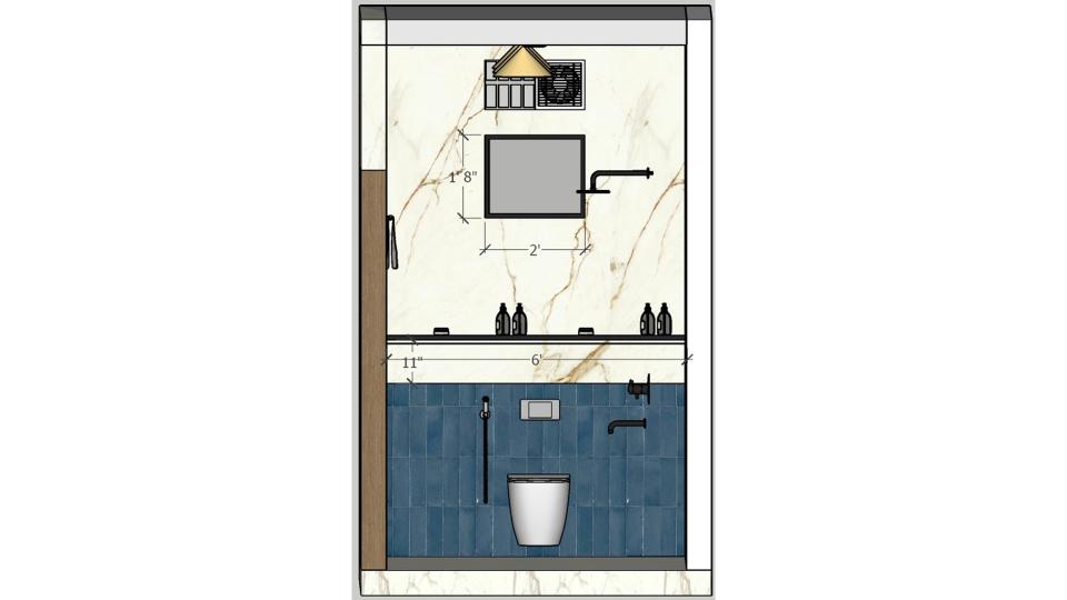 Bathroom wc area 2d dimension