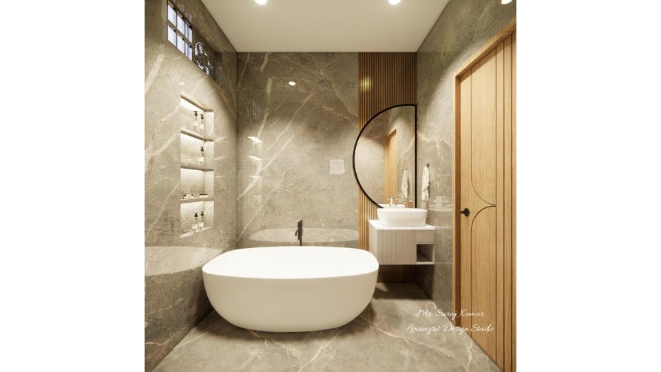 Bedroom room attach bathroom bathtub view