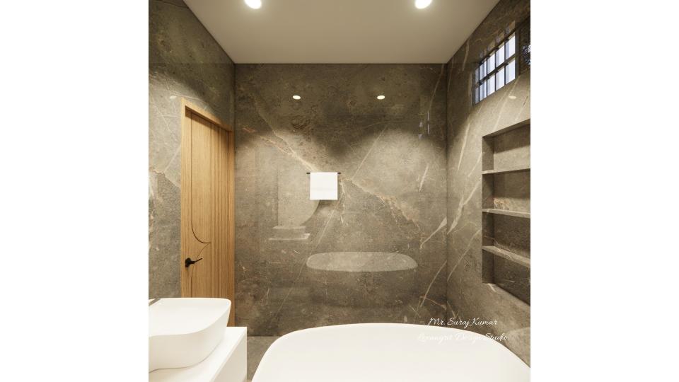 Bedroom room attach bathroom entrance door view