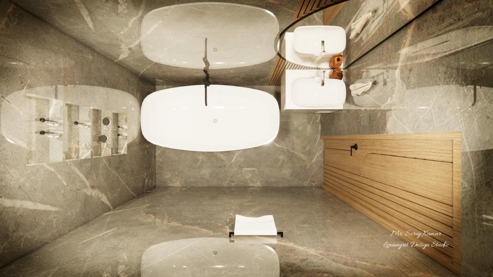 Bedroom room attach bathroom top view