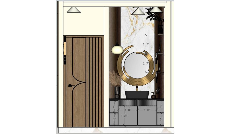 Dining area entrance view 2d dimensions