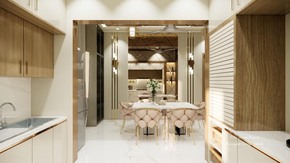 Kitchen to dining area view and designing crockery unit