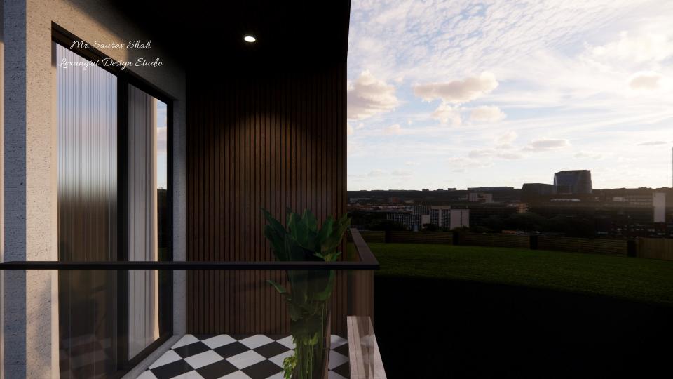 Balcony louvers panelling wall design