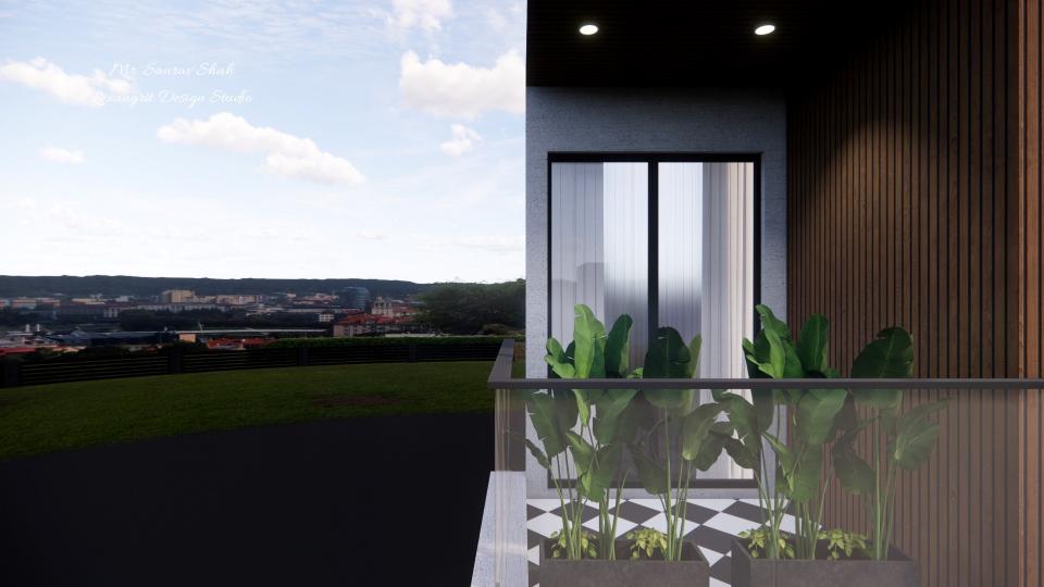 Balcony louvers panelling wall design