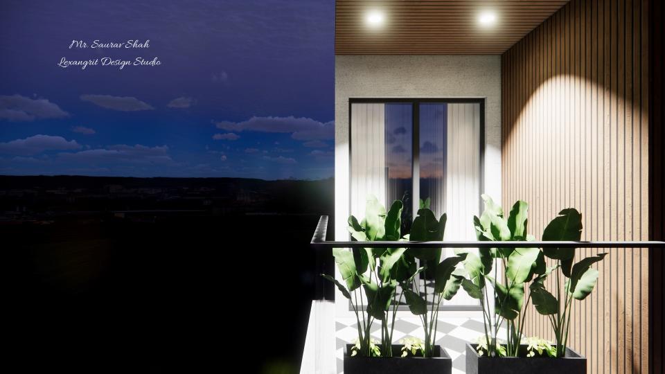 Balcony louvers panelling wall design