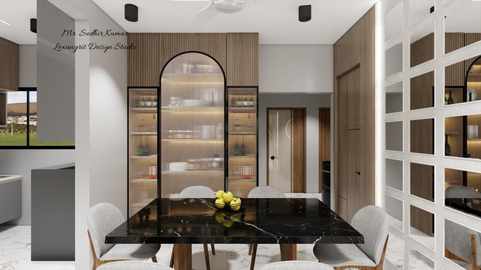 Fluted glass aluminum frame crockery