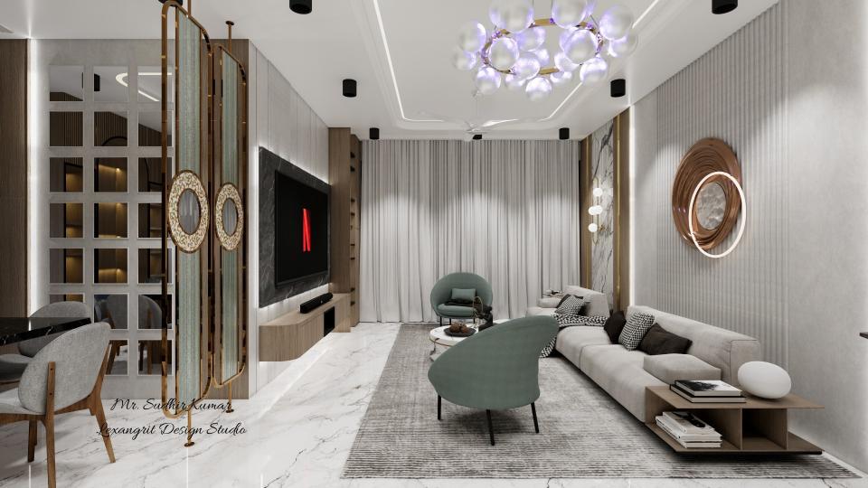 Full height sheer curtains in living room