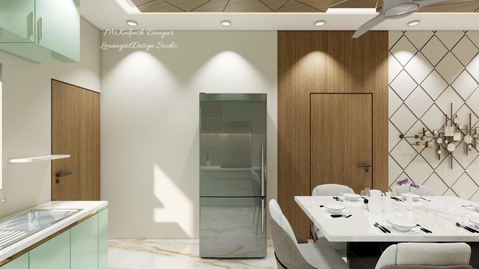 Dinning hidden door and fridge