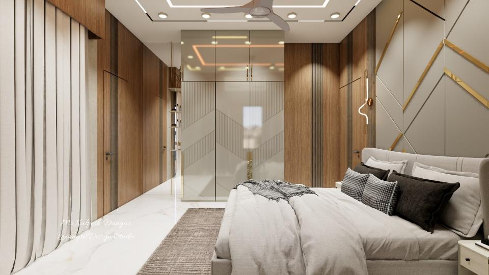 Fluted baige lamiated HG laminated wardrobe for bedroom