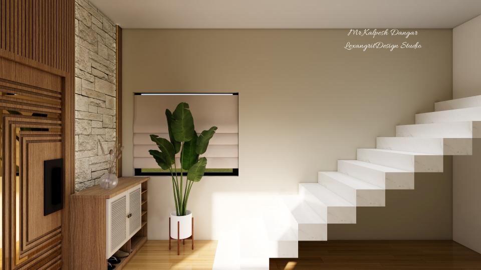 Main door in staircase platform