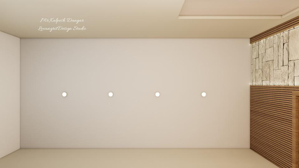 Staircase false ceiling design with profile light and decorative gypsum in Jamnagar villa