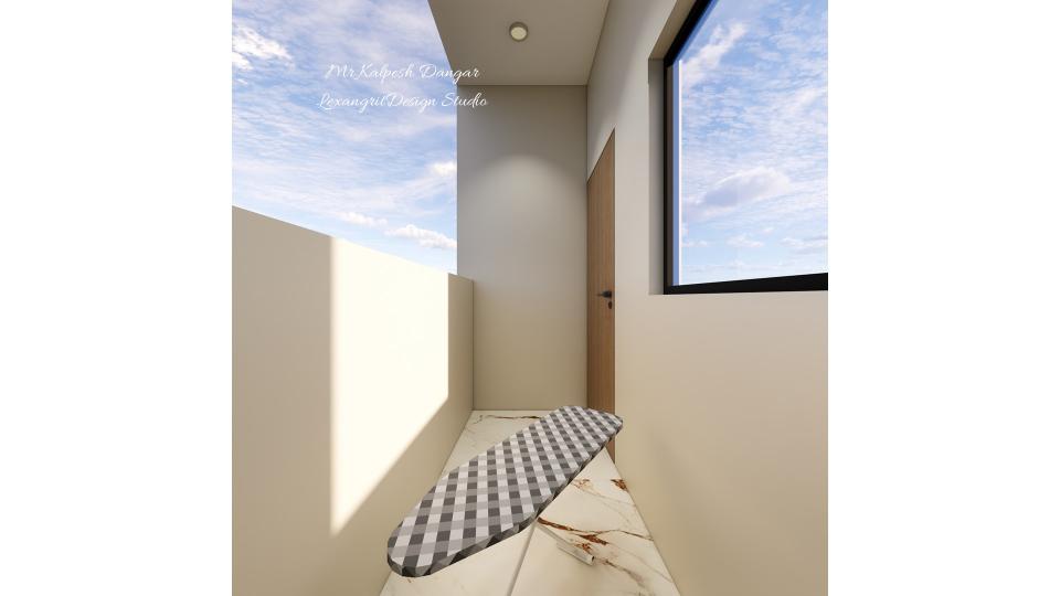 Wash balcony with cloth press table