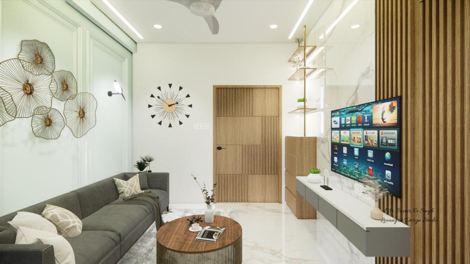 main door design with wall clock