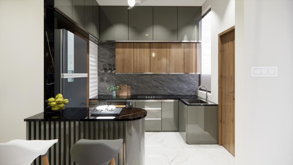 modular kitchen with counter table design