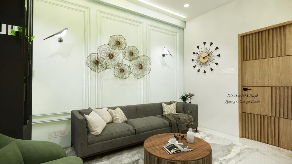 wall design with french mouldings and art peice