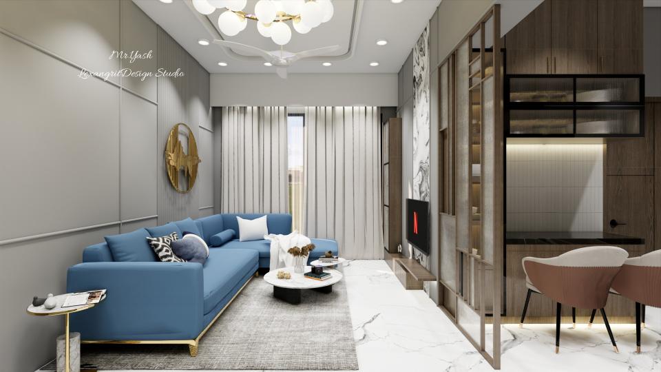 living room full height cuirtain with pelmet