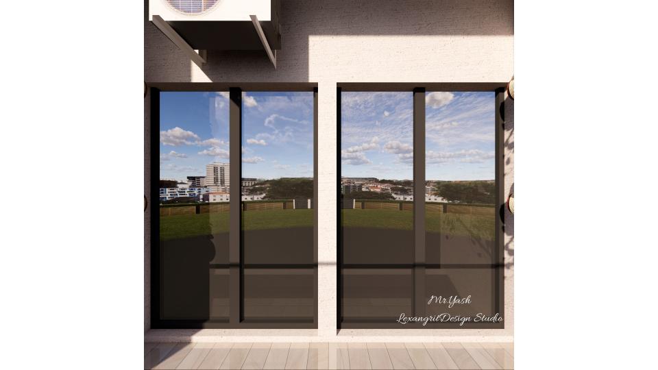 standing balcony with ac compressor placement