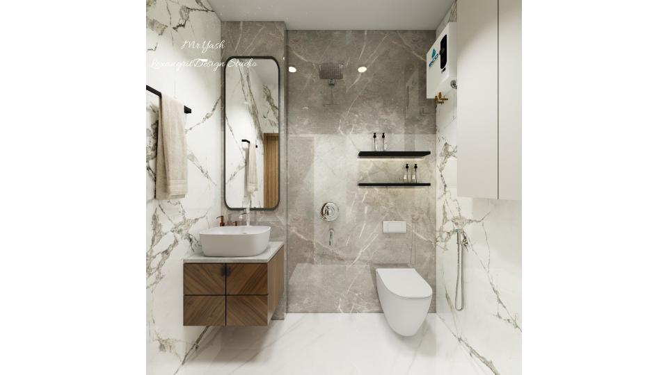 Toilter design with vanity and shower with WC