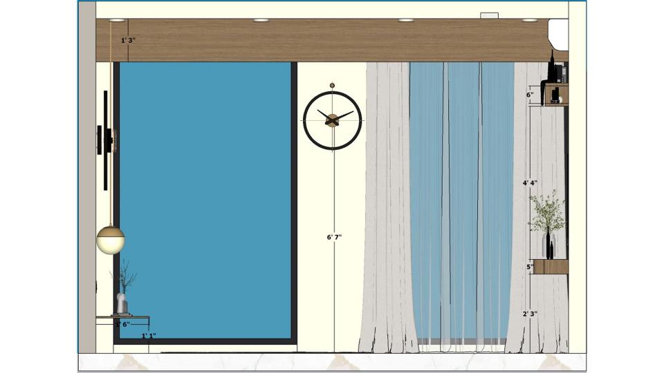 After entrance showing bedroom window view 2d dimension