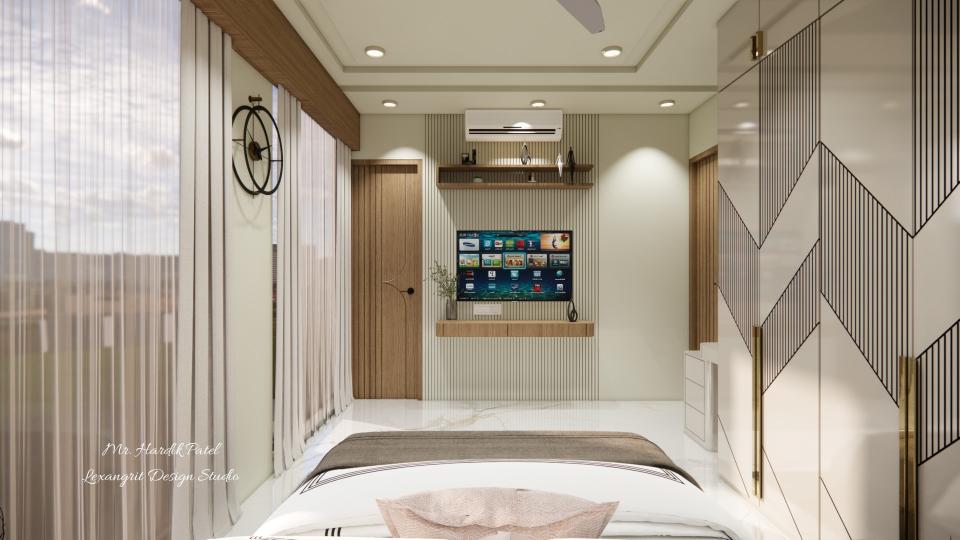 Bedroom tv unit and background designing wall