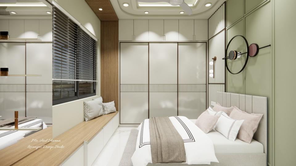 After entrance showing bedroom sliding wardrobe and bay window view