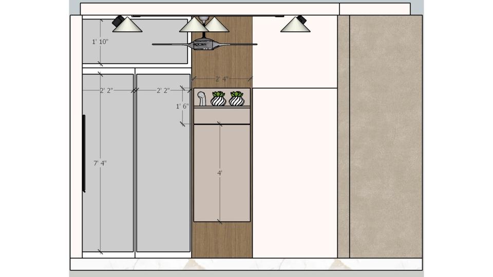 Living room after entrance view 2d dimensions