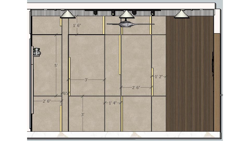 Living room seating area and decorative wall design 2d dimensions