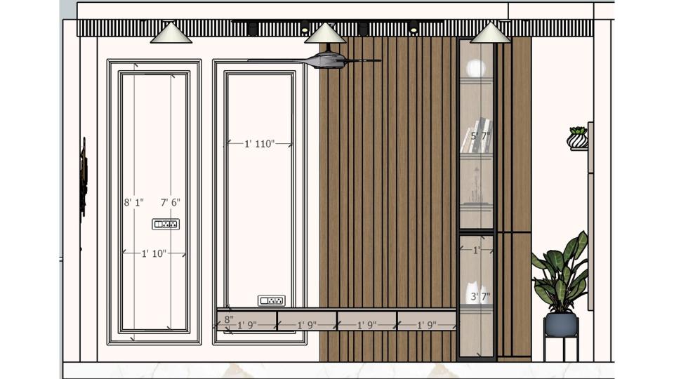 Living Room tv unit front view 2d dimensions